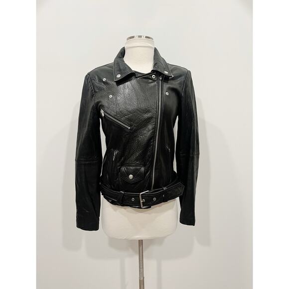 Veda Jayne Leather Moto Jacket in Black - Picture 13 of 16